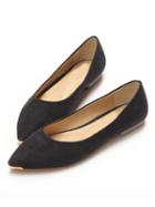 Choies Black Faux Suede Pointed Flat Shoes