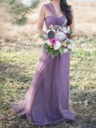 Choies Light Purple Multi-way Lace Up Back Tulle Maxi Prom Dress