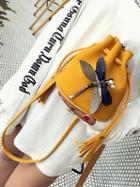 Choies Yellow 3d Dragonfly Drawstring Design Chic Women Bucket Bag
