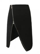 Choies Black High  Waist Zip Up Asymmetric Hem Skirt