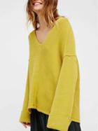 Choies Yellow V-neck Long Sleeve Turn Up Cuff Knit Sweater