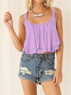 Choies Purple Layered Cropped Vest
