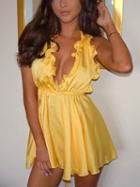 Choies Yellow Satin Look Halter V-neck Open Back Romper Playsuit