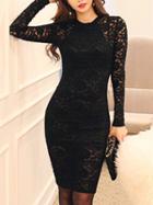 Choies Black Crochet Lace Key Hole Back Bodycon Dress
