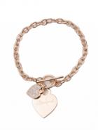 Choies Rose Gold Crystal Embellished Heart Pendant Chain Bracelet