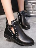 Choies Black Stud Detail Buckle Strap Ankle Boots