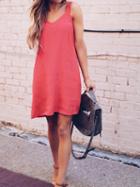 Choies Red V-neck Sleeveless Chic Women Mini Dress