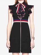 Choies Black Tie Front Ruffle Trim Sleeveless Chic Women Mini Dress