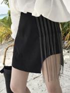 Choies Black Copper Chain Geometric Hollowed Out Chic Women Mini Skirt