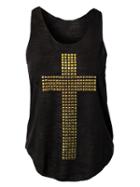 Choies Black Tank With Cross Sequin