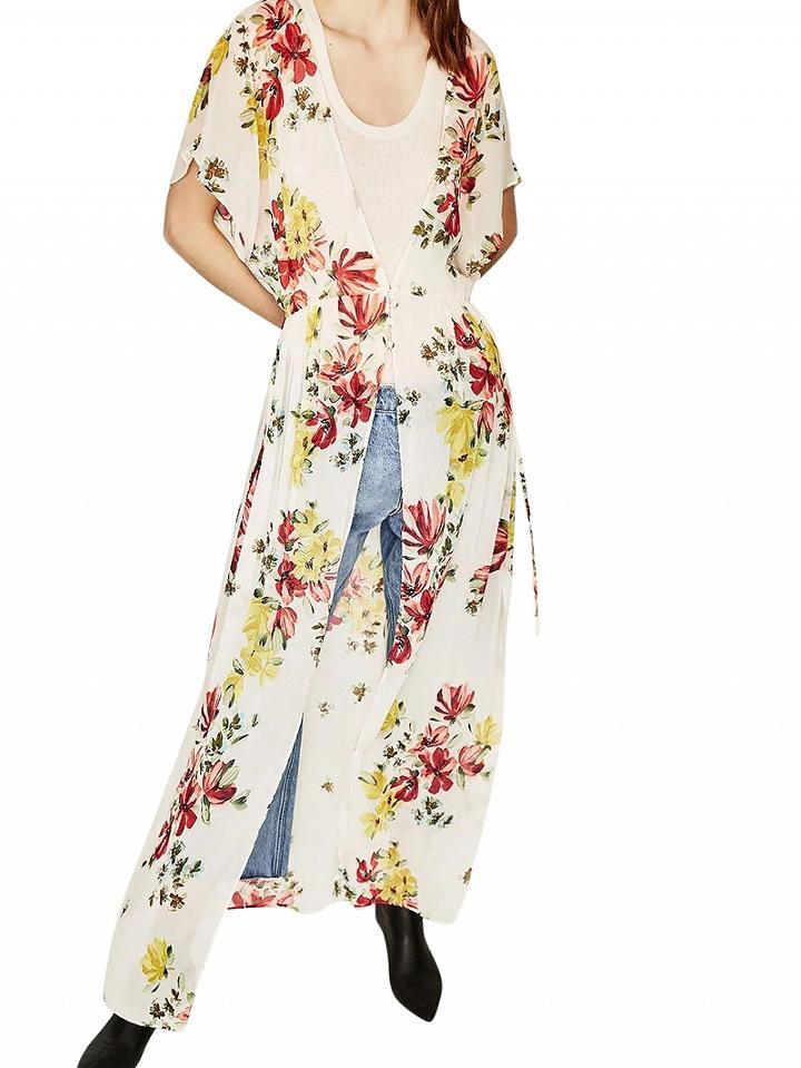 Choies Polychrome Floral Tie Waist Side Split Maxi Dress