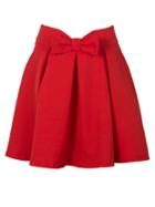 Choies Red Bowknot Waist Pleat Detail Skater Skirt