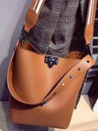 Choies Brown Webbing Strap Stud Detail Bucket Bag