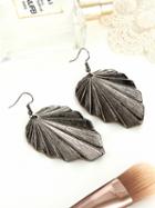 Choies Black Alloy Leaf Shape Women Earrings