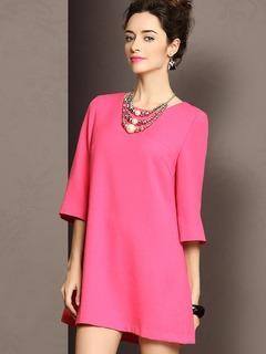 Choies Rose Half Sleeve Shift Dress With Back Pleat