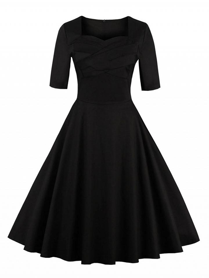 Choies Black Sweetheart Floral Print High Waist Prom Midi Dress