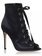 Choies Black Satin Look Peep Toe Lace Up Detail Heeled Sandals