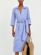 Choies Light Blue Tie Waist Button Placket Dress