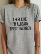 Choies Gray Text Print Short Sleeve T-shirt