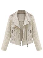 Choies Beige Crocheted Lace Short Jacket