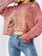 Choies Orange Cut Out Detail Long Sleeve Chic Women Knit Crop Sweater