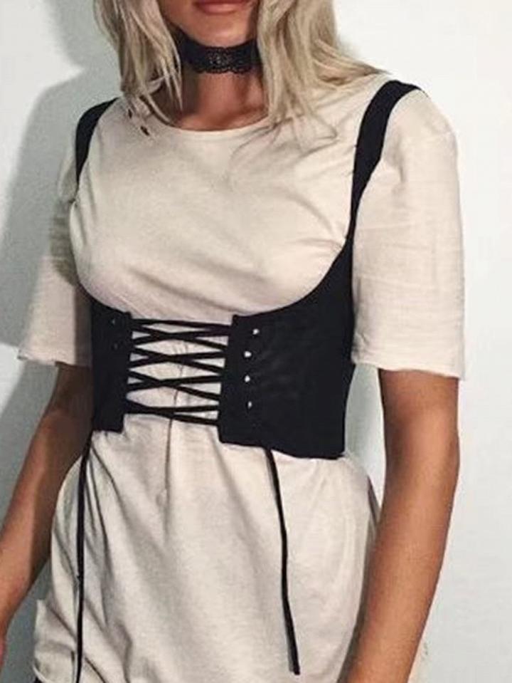 Choies Black Lace Up Zip Back Corset Top