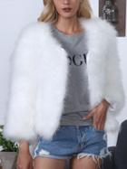 Choies White Fluffy Faux Fur Coat
