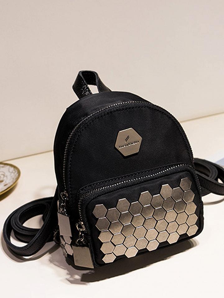 Choies Black Metallic Disc Stud Pocket Mini Packback