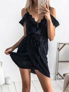 Choies Black V-neck Lace Panel Trim Chic Women Cami Mini Dress