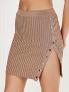 Choies Pink High Waist Button Side Rib Knit Bodycon Mini Skirt