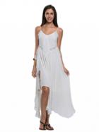 Choies White Lace Trim Layered Detail Cami Chiffon Dress