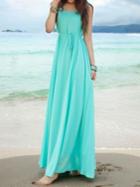 Choies Bule Vest Chiffon Maxi Dress With Tie