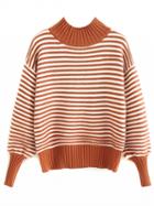 Choies Brown Stripe Drop Shoulder Knit Sweater