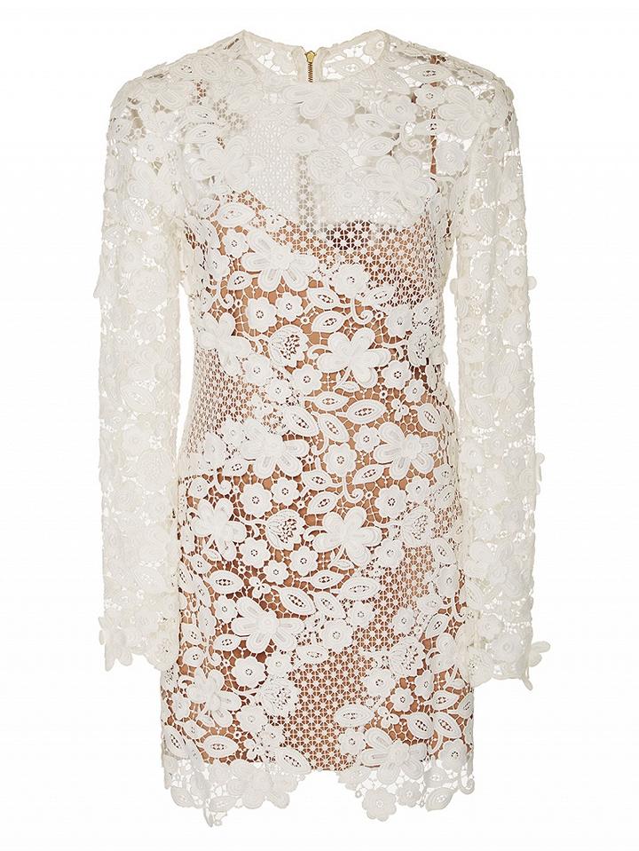 Choies White Butterfly And Floral Lace Shift Dress With Cami Lining