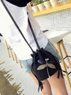 Choies Black 3d Dragonfly Drawstring Design Chic Women Bucket Bag