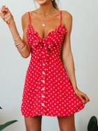 Choies Red Polka Dot Chiffon V-neck Open Back Chic Women Cami Mini Dress