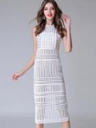 Choies White Cut Out Detail Lace Midi Dress
