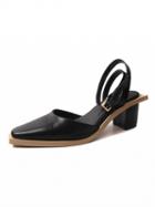 Choies Black Pointed Top Contrast Sole Ankle-strap Heeled Shoes