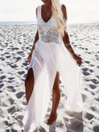 Choies White Thigh Split Detail Open Back Maxi Dress