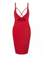 Choies Red Strap Caged Detail Cami Bodycon Dress