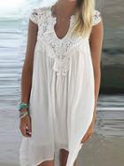 Choies White Crochet Lace Detail Mini Dress