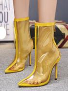 Choies Yellow Pointed Toe Transparent High Heeled Ankle Boots