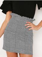 Choies Gray Plaid High Waist Ruffle Trim Women Mini Skirt