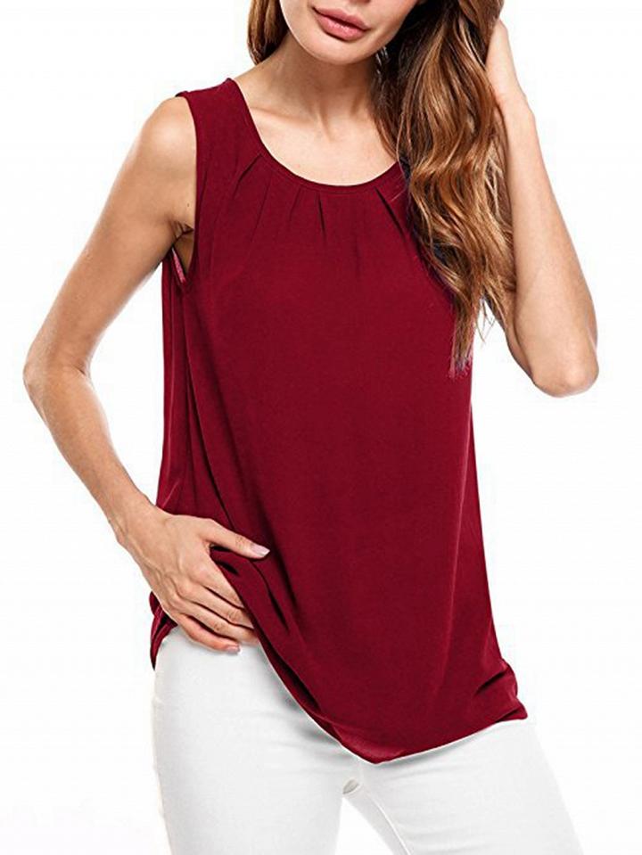 Choies Burgundy Sleeveless T-shirt