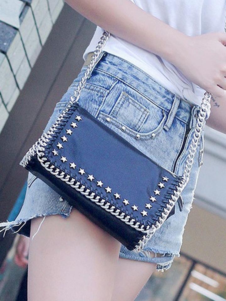 Choies Black Chain Strap Stud Detail Shoulder Bag