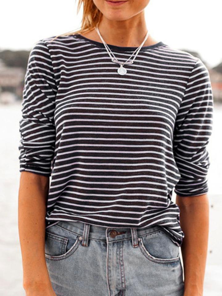 Choies Monochrome Stripe Long Sleeve T-shirt