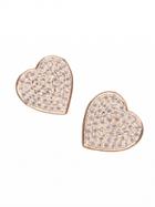 Choies Rose Gold Crystal Embellished Heart Stud Earrings