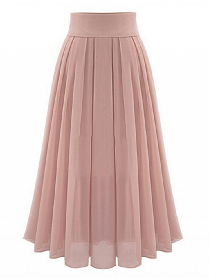Choies Pink High Waist Overlay Chiffon Skirt
