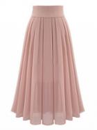 Choies Pink High Waist Overlay Chiffon Skirt
