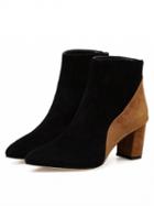 Choies Black Contrast Suede Zip Back Ponited Ankle Boots